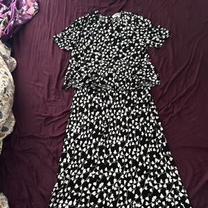 Diane Von Furstenberg Black and White Separates Dress Skirt And Peplum Top